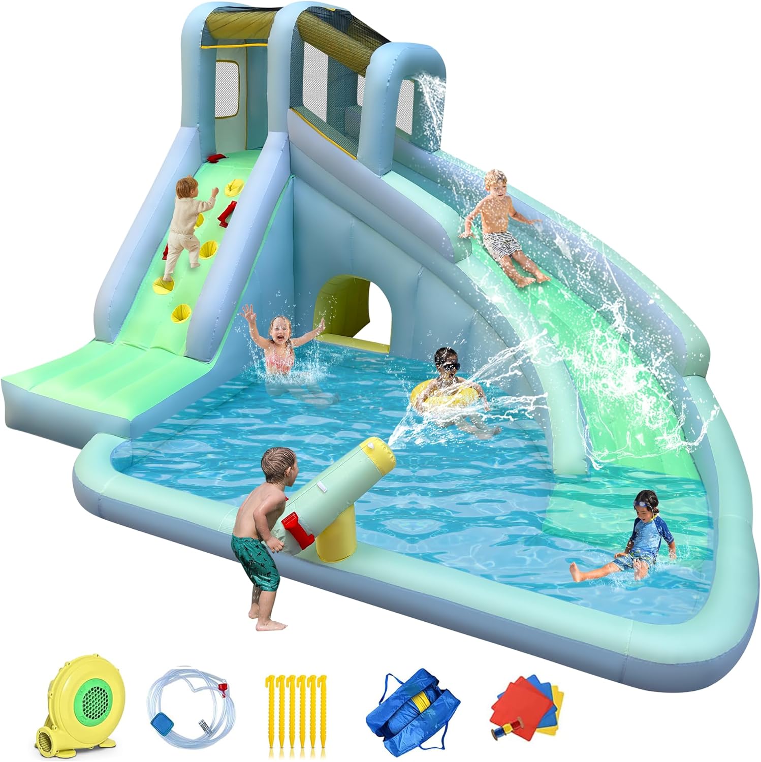 Kids Outdoor House - 6'sı 1 Arada Şişme Çocuk Oyun