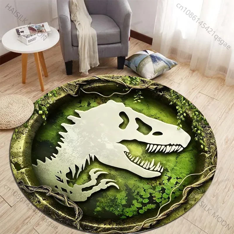 Kids Outdoor Chair - HD 3D Dinozor Baskı Yuvarlak Halılar