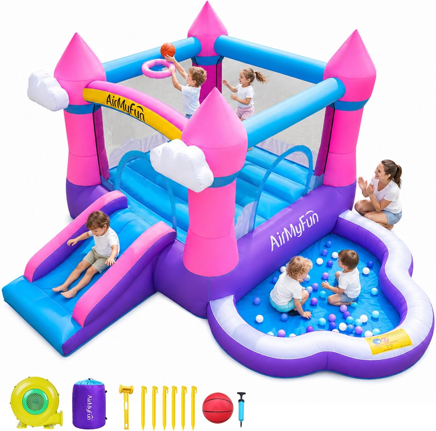 Kids Outdoor House - 3-8 Yaş Çocuklar İçin Pembe İç/Dış