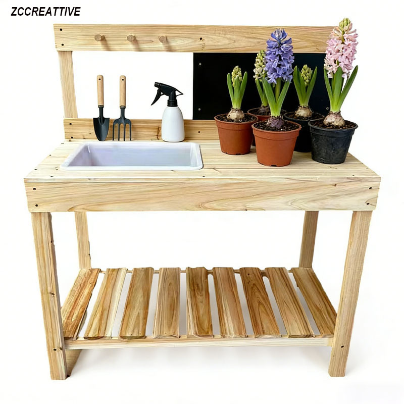 Kids Outdoor Mud Kitchen - ZCCREATTIVE Çocuklar İçin Ahşap Saksı Tezgahları