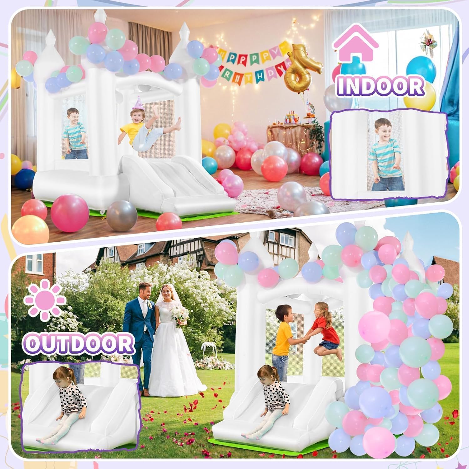 Beyaz Zıplama Evi İç ve Dış Me - Kids Outdoor House incelemesi ve fiyatı