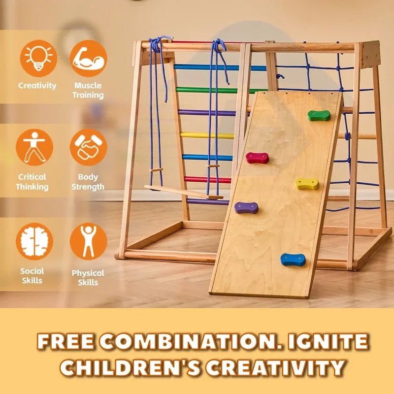 Ahşap Tırmanma Çerçevesi Kapal - Kids Outdoor Climbing Structure incelemesi ve fiyatı